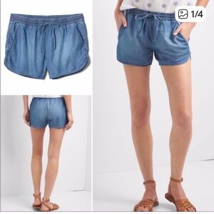 GAP Light Blue Drawstring Denim-Style Shorts